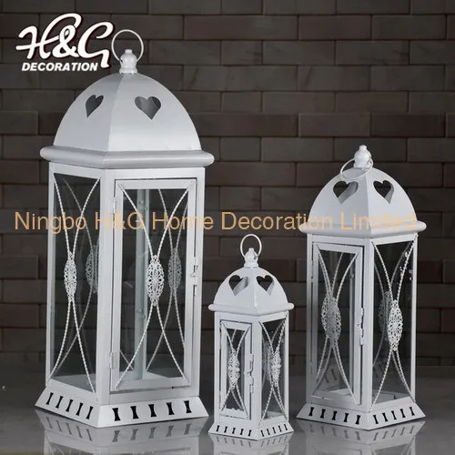 White Valentine Lantern Wedding Metal Lantern Decoration