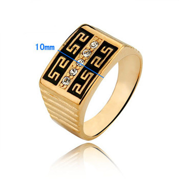 Wholesale Gift Hot Sell Golden Rhinestone Mens Ring
