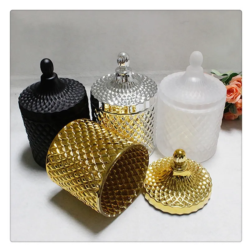 Wholesale Luxury Empty Glass Candle Jars with Lid for Candle Making