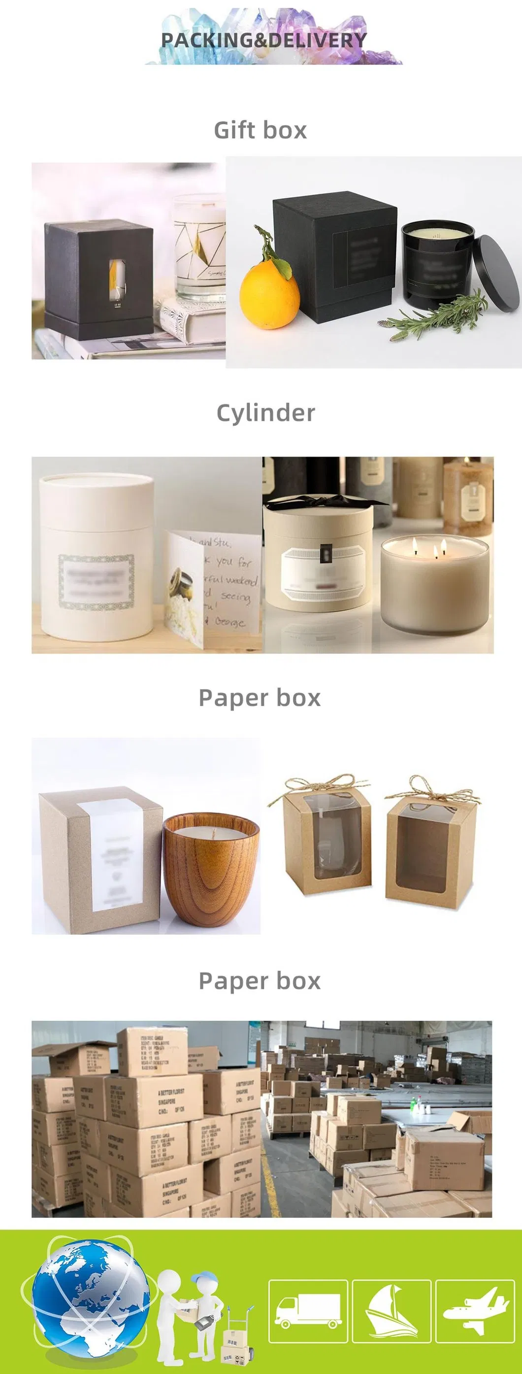Wholesale Luxury Marble Shiny Logo Crystal Infused Gem Chakra Soy Wax Candle Scented Candles