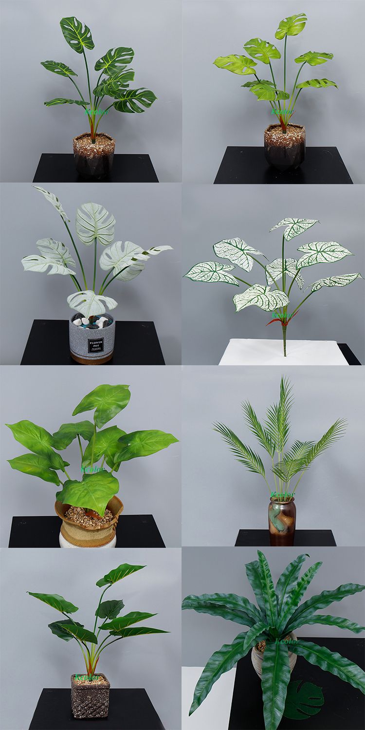Wholesale Plastic Artificial Monstera Plant Leaves for Home Decoration
