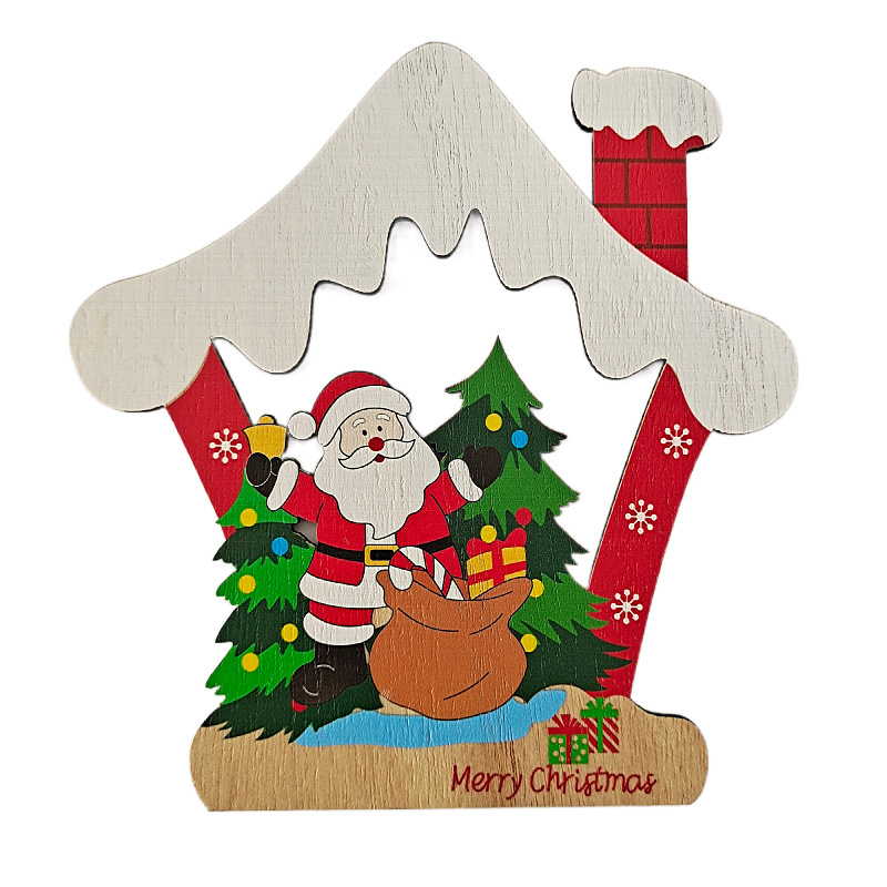 Wood Xmas Santa Claus Ornaments